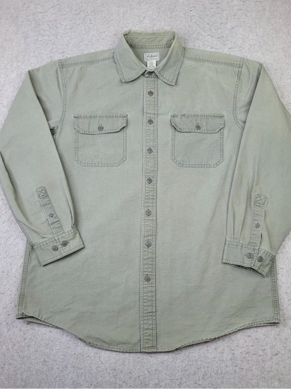 L.L. Bean Men's Olive Sage Button-Down Work Shirt